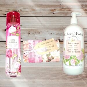 Rosewater Lotion, Body Spray, and Soap Set